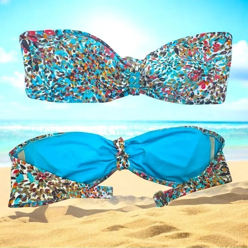 Mossimo Swimwear l Multi-color Bikini Top l Gold & Turquoise Hardware l XL l EUC